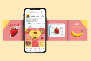 Création d’identité visuelle pour Veggie Fruit-Lovers, un compte Instagram mettant en avant les bienfaits des fruits et légumes.